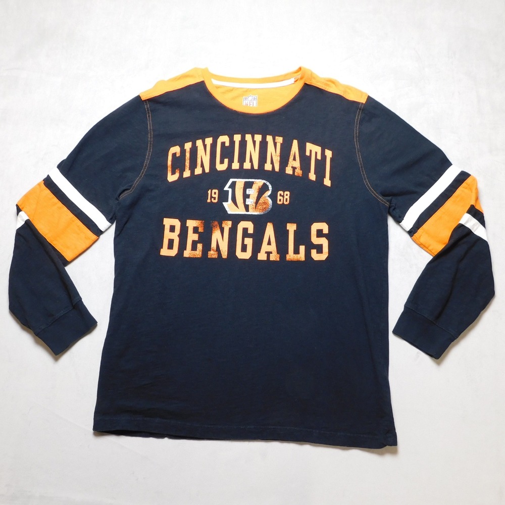 NFL Cincinnati Bengals Mens 2XL Long Sleeve Graphic T-Shirt Navy Orange Black